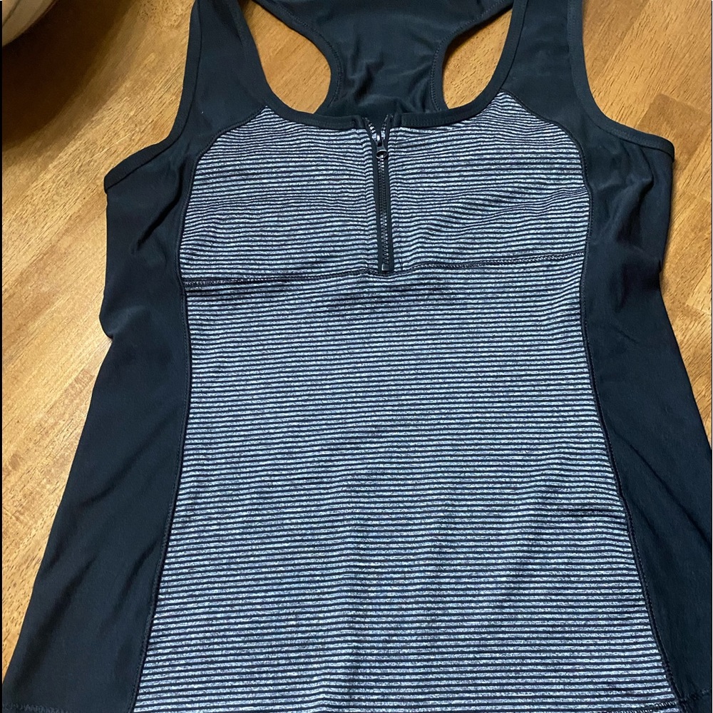 RBX Womens Black & gray Sleeveless Zip Front Racerback Activewear Tank Top L